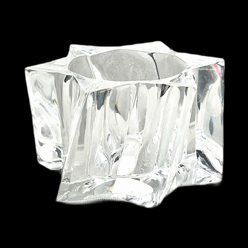 Lead Crystal Heavy Angled 6-Point Star Votive/Candle Holder 2.75” Tall 4.25”wide